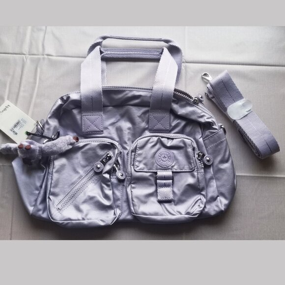 brand new Kipling vintage crossbody Defea Medium Handbag metallic lilac - Picture 3 of 10